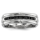 White Night Sterling Silver Rhodium-Plated Black 0.156ct Diamond Men'S Ring, 6 mm