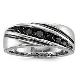 White Night Sterling Silver Rhodium-Plated Black 0.495ct Diamond Men'S Band Ring, 7.8 mm