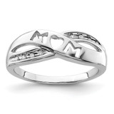 Sterling Silver Rhodium-Plated 0.04ct Diamond MOM Ring, 2 mm