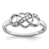 Sterling Silver Rhodium-Plated 0.046ct Diamond Heart Ring, 2 mm