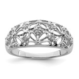 Sterling Silver Rhodium-Plated 0.026ct Diamond Ring, 2 mm