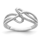 Sterling Silver Rhodium-Plated 0.093ct Diamond Fashion Ring, 2 mm