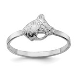 Sterling Silver Rhodium-Plated Polished & Textured Horse Ring, 2 mm