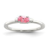Sterling Silver Polished Pink Cubic Zirconia Candy Ring, 1.5 mm