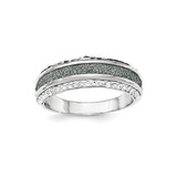 Sterling Silver Crystal Blue Laser Glitter Texture Ring