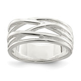 Sterling Silver Polished 5 Band Intersecting Ring, 6 mm