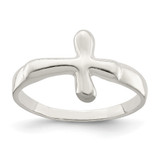 Sterling Silver Horizontal Tiny Freeform Cross Ring, 2 mm