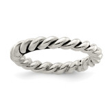 Sterling Silver Antiqued Twisted 3 mm Women'S Ring