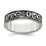 Sterling Silver Polished and Antiqued Filigree Women'S Ring