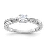 Sterling Silver Rhodium-Plated Polished & Cubic Zirconia Ring - QR6161