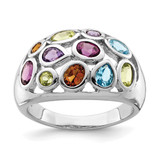 Sterling Silver Rhodium-Plated Multi Gemstone Ring - QR6307