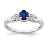 Sterling Silver Rhodium-Plated Blue and White Sapphire Ring