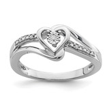 Sterling Silver Rhodium-Plated 0.031ct Diamond Heart Ring
