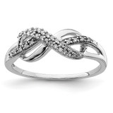 Sterling Silver Rhodium-Plated 0.102ct Diamond Infinity Ring