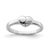 Sterling Silver Rhodium-Plated Polished & Satin Heart Ring, 1.75 mm