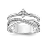 Sterling Shimmer Sterling Silver Rhodium-Plated 27 Stone Cubic Zirconia Ring, 5.93 mm