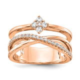 Sterling Shimmer Sterling Silver Rose-Tone Flash Rose Gold-Tone 27 Stone Cubic Zirconia Ring, 5.93 mm
