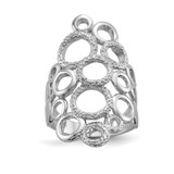 Sterling Silver Rhodium-Plated Polished & Textured Circles Ring, Flat