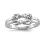 Sterling Silver Rhodium-Plated Knot Ring, Flat
