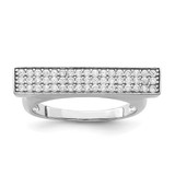 Sterling Silver Rhodium-Plated Cubic Zirconia Ring, Half Round