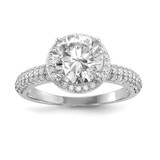 Sterling Silver Rhodium-Plated Cubic Zirconia Pavé Ring, Half Round