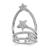 Pure Fire Sterling Silver Rhodium-Plated Cubic Zirconia Star Ring, 5.5 mm