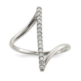 Sterling Silver Cubic Zirconia Bar Ring, 1.4 mm