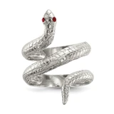 Sterling Silver Red Eye Crystal Snake Ring, 3.92 mm