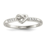 Sterling Silver Cubic Zirconia Heart Ring, 1.61 mm