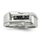 Sterling Silver Rhodium-Plated Men'S Black 0.277ct Diamond Polished Ring, 4.4 mm