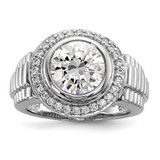 Sterling Silver Rhodium-Plated Men'S Cubic Zirconia Ring, 5.7 mm