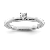Sterling Silver Rhodium-Plated Polished 0.01ct Diamond Heart Shape Ring, 2.1 mm