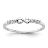 Sterling Silver Rhodium-Plated Cubic Zirconia Infinity Ring, 1 mm