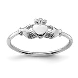 Sterling Silver Rhodium-Plated Claddagh Ring, 1.12 mm
