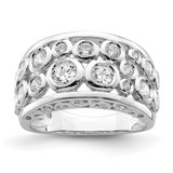 Sterling Silver Rhodium-Plated Bezel-Set Fancy Cubic Zirconia Ring
