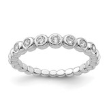 Sterling Silver Rhodium-Plated Cubic Zirconia Ring, 2.41 mm