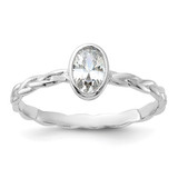 Sterling Silver Rhodium-Plated Cubic Zirconia Braided Ring, 1.8 mm