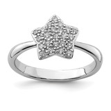 Sterling Silver Rhodium-Plated Cubic Zirconia Star Ring, 2.6 mm