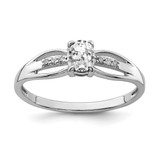 Sterling Silver Rhodium-Plated 0.03ct Diamond White Topaz Ring, 1.46 mm
