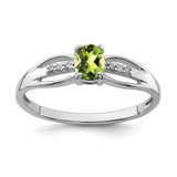 Sterling Silver Rhodium-Plated 0.03ct Diamond Peridot Ring, 1.46 mm