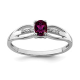 Sterling Silver Rhodium-Plated 0.03ct Diamond Rhodolite Garnet Ring, 1.46 mm