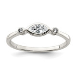 Sterling Silver Rhodium-Plated Polished White Topaz Ring, 1.65 mm