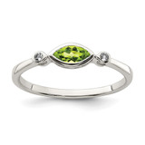 Sterling Silver Rhodium-Plated Polished Peridot and White Topaz Ring, 1.65 mm