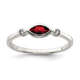 Sterling Silver Rhodium-Plated Polished Garnet and White Topaz Ring, 1.65 mm