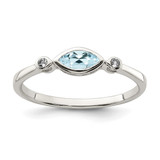 Sterling Silver Rhodium-Plated Polished Aquamarine/White Topaz Ring, 1.65 mm