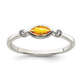 Sterling Silver Rhodium-Plated Polished Citrine and White Topaz Ring, 1.65 mm