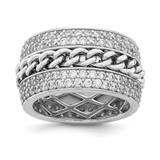 Sterling Silver Rhodium-Plated Cubic Zirconia Spinning Chain Center Ring, 12.34 mm