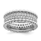Sterling Silver Rhodium-Plated Cubic Zirconia Ring, 8.25 mm