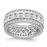 Sterling Silver Rhodium-Plated Cubic Zirconia 3-Row Eternity Ring, 7.6 mm