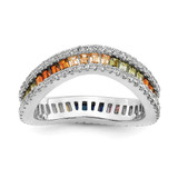 Prizma Sterling Silver Rhodium-Plated White and Colorful Channel-Set Cubic Zirconia Ring
